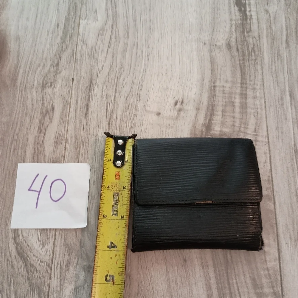 LOUIS VUITTON Epi Leather BLACK Buttoned Trifold Wallet